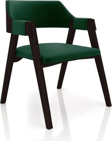 Kit 3 Cadeiras Sala de Jantar e Jogos Carteados Madeira Maciça Poker Veludo Verde/Tabaco G42 - Gran Belo