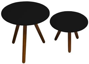 Conjunto Mesinha De Centro De Madeira Com Mesa Lateral Preto