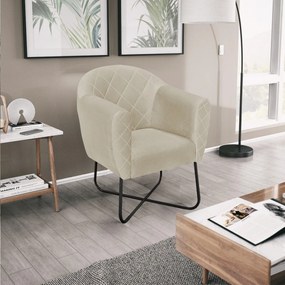 Poltrona Grazi Base X Preta Linho - ADJ Decor