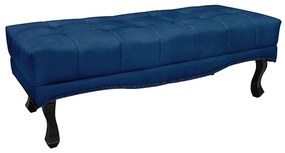 Recamier Decorativo 160cm Loewe Suede Pés de Madeira Azul Marinho G63 - Gran Belo