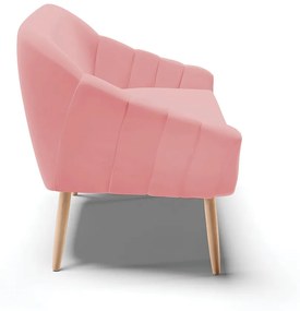 Namoradeira 02 Lugares Giovana Suede Rosê Pés Palito Natural - D'Rossi