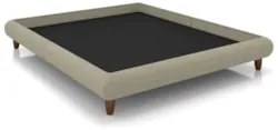 Cama Queen Base Box 158x198cm Pés Madeira Cold Z37 Veludo Bege - Mpoze