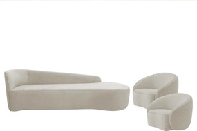 Kit Divã Recamier Orgânico França 250cm Lado Direito e 2 Poltronas Amore Linho