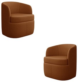 Kit 2 Poltronas Decorativas Design Moderno Bel Sala de Estar Base Giratória Bouclê Terracota G33 - Gran Belo