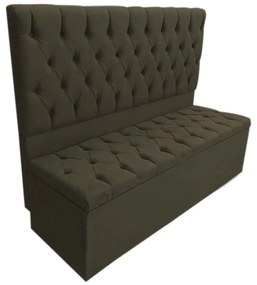 Cabeceira com Calçadeira Baú Queen 160cm Nicole Suede Marrom - Sheep Estofados - Marrom