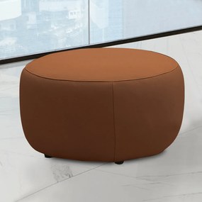 Conjunto Sala de estar Decorativo Mariele Poltrona Base Giratória em Aço com Puff Couro Conhaque G88 - Gran Belo