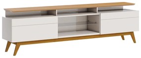 Rack Bancada 2 Gavetas com Nicho 218cm Amy Off White/Nature G29 - Gran Belo