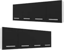 Kit 2 Armários Aéreos Panamá 4 Portas 160cm Branco/Preto - Lumil Móvei