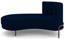 Chaise Longue Divã 164cm Braço Direito Logus D06 Veludo Azul - Mpozena