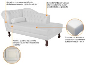 Recamier Diana 140cm Lado Direito Corano Branco - ADJ Decor