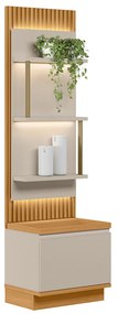 Módulo Lateral Decorativo Singapura com Prateleiras MDP/MDF Ripado Tauari/Off White G77 - Gran Belo
