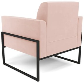 Poltrona Base Industrial Alta Preto Marisa Veludo - Rose