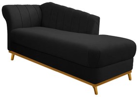 Recamier Vanessa 185cm Lado Direito Suede Preto - ADJ Decor