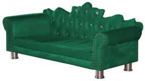 Mini Divã Sofá Realeza Cama Pet para Cães ou Gatos Elegante Suede Verde Bandeira