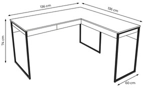 Mesa Angular para Escritório Home Office ME4157 MDP Amendoa/Preto G69 - Gran Belo