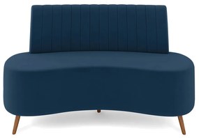 Sofá 2 Lugares Living 160cm Pé Palito Maraú Veludo K01 - D'Rossi - Azul Marinho