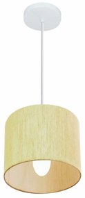 Lustre Pendente Cilíndrico Md-4046 Cúpula em Tecido 18x18cm Rustico Bege - Bivolt