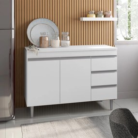 Balcão Cozinha com Tampo 100cm 3 Gavetas Leticia A01 - D'Rossi - Branco