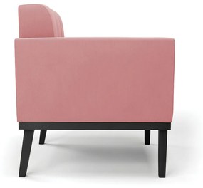 Sofá Namoradeira 2 Lugares Base de Madeira Preto Elisa Suede D03 - D'Rossi - Rose