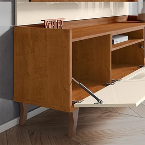 Kit Painel de TV e Bancada 180cm Arcade Nature/Off White - Mobler - Marrom