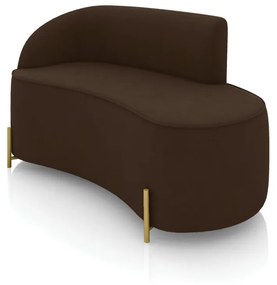 Sofá 2 Lugares Orgânico 140cm Pé Dourado Morgan Suede D03 - D'Rossi - Marrom