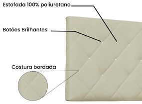 Cabeceira Painel Tânia Para Cama Box Casal 140 cm Corino - D'Rossi - Bege