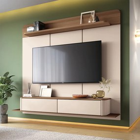 Home Painel Galax Suspenso para TV até 70 Polegadas Off White/Castanho G26 - Hb Móveis