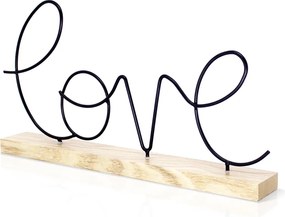 Enfeite Decorativo de Metal Love Com Base Em Madeira 20x36x5,5 cm F01 - D'Rossi