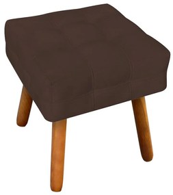Puff Banqueta Decorativo Pé Palito de Madeira Elisa Suede Marrom D03 - D'Rossi