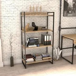 Kit 3 Estantes Livreiro Prisma Estilo Industrial 80cm 4 Prateleiras C0