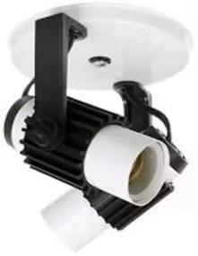 Spot B2 Simples Aletado Para 2x E27 Led Bulbo Branco C/ Preto - Bivolt
