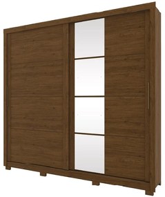 Guarda Roupa Roupeiro 2 Portas com Espelho 4 Gaveta Castanho