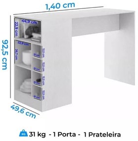 Bancada Balcão Gourmet Mesa Cozinha Multiuso Preta