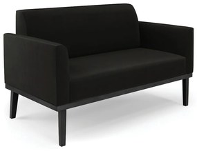 Sofá Namoradeira Base de Madeira Fixa Preto Marisa Suede  D03 - D'Rossi - Preto
