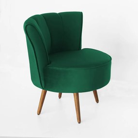 Poltrona Pérola Decorativa Pés Palito Veludo Verde Bandeira