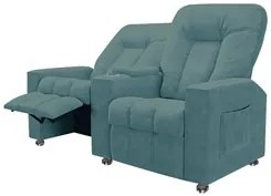 Poltrona Reclinável Para Cinema 2 Lugares Praddo FH9 Veludo Azul Claro