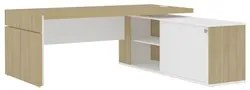 Mesa Diretor em L com Tomada 183x202cm Corp A06 Carvalho/Branco - Mpoz