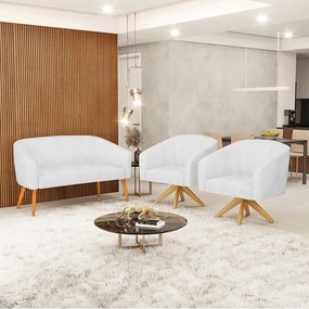 Namoradeira e 2 Poltronas Giratória MA30 Stella Sintético PU Branco D03 - D'Rossi
