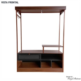 Closet Guarda Roupa Iron 1 Gaveta Imbuia/Preto/Cobre - Vizzato - Marrom