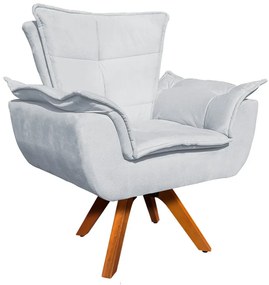 Poltrona Sala de Estar Giratória MM30 Opalla Suede D03 - D'Rossi - Cinza