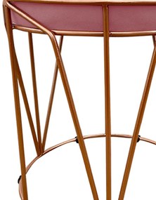 Puff Multiuso com Mesa Babu 2 em 1 Suede Rose Base Cobre - D'Rossi