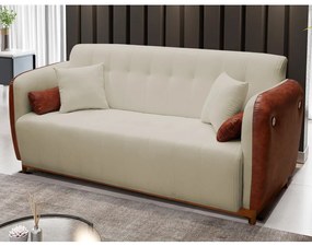 Sofá 3 Lugares Liverpool 1,90 m Compose Corino Ocre/Nude C/ Botão - Decorar Estofados