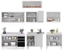 Armário de Cozinha Modulado de Canto 7 Peças CP20 Balcão com Tampo Bra