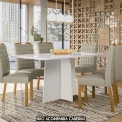 Mesa de Jantar Retangular 160cm 6 Lugares Zuma Off White N02 - Mpozena