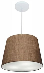 Lustre Pendente Cone Md-4155 Cúpula em Tecido 30/40x30cm Café - Bivolt