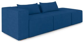 Sofá Versátil Sala de Estar Atlanta 338cm Modulado Veludo Azul G52 - Gran Belo