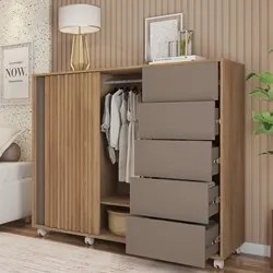 Cômoda Sapateira Com Rodízios Medusa C01 Buriti/Fendi - Mpozenato