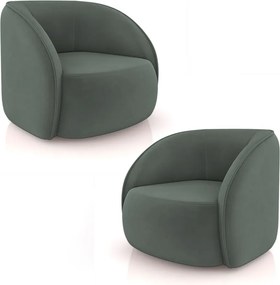 Kit 2 Poltronas Decorativas  Sala de Estar Clarke Veludo Grafite G45 - Gran Belo