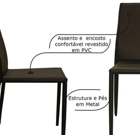 Kit 4 Cadeiras Decorativas Sala e Cozinha Karma PVC Marrom G56 - Gran Belo