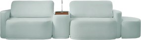Sofá Sala Modulado 259cm com Puff Console USB Luminária Brumma Bouclê K01 - D'Rossi - Azul